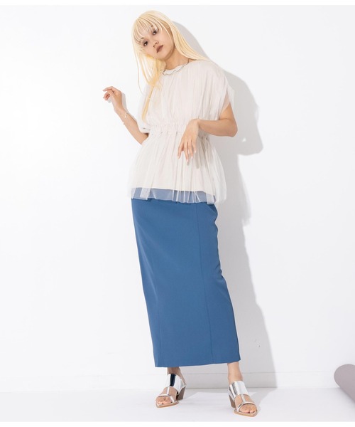 Settimissimo（セッティミッシモ）の「バックスリットナローロングスカート（スカート・レディース・ブルー/ブラック・FREE）」の13枚目の写真