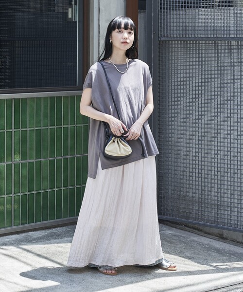 セール】フレンチスリーブ チュニックTシャツ/無地Tシャツ（T