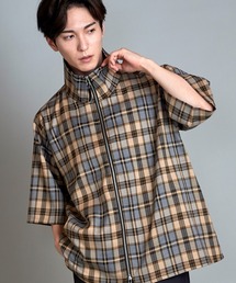 【NO ID.】Stand Collar Half Sleeve Zip Shirt / スタンド カラー ハーフ スリーブ ジップ シャツ