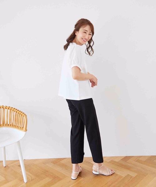 M y u(ミュー)の「リボンパフスリーブTシャツ(Tシャツ/カットソー・レディース・ホワイト/ブラック・MEDIUM/LARGE)」の8枚目の写真