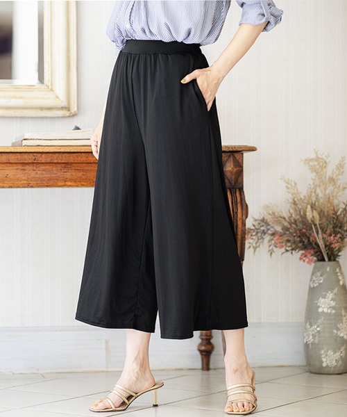 BELLUNA PLUS(ベルーナ)の「ヒンヤリ冷感イージーガウチョパンツ52丈(その他パンツ・レディース・ストライプ/ドット/ベージュ系/ブラック/ネイビー系・MEDIUM/LARGE/X-LARGE/SMALL)」の3枚目の写真