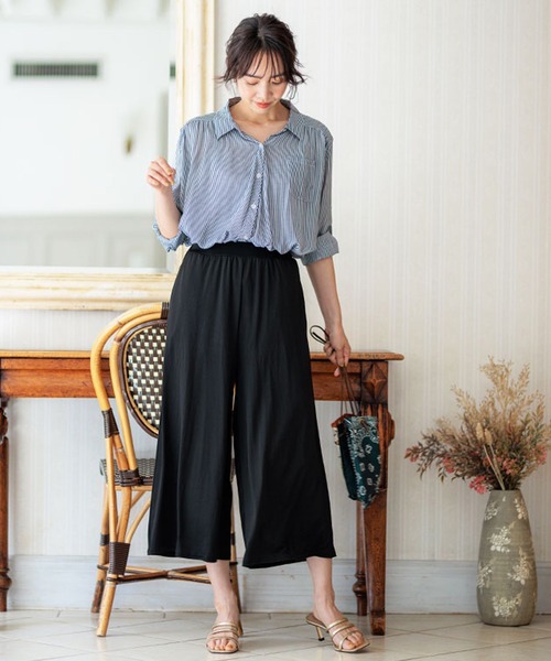 BELLUNA PLUS(ベルーナ)の「ヒンヤリ冷感イージーガウチョパンツ52丈(その他パンツ・レディース・ストライプ/ドット/ベージュ系/ブラック/ネイビー系・MEDIUM/LARGE/X-LARGE/SMALL)」の10枚目の写真