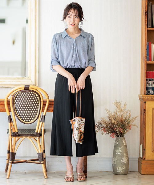 BELLUNA PLUS(ベルーナ)の「ヒンヤリ冷感イージーガウチョパンツ52丈(その他パンツ・レディース・ストライプ/ドット/ベージュ系/ブラック/ネイビー系・MEDIUM/LARGE/X-LARGE/SMALL)」の8枚目の写真