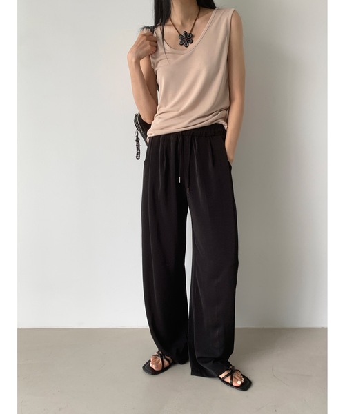 Didot.showroom（ディドット ショールーム）の「タックワイドリラックスパンツ（スウェットパンツ・レディース・アイボリー/ブラック/ベージュ・FREE）」の5枚目の写真