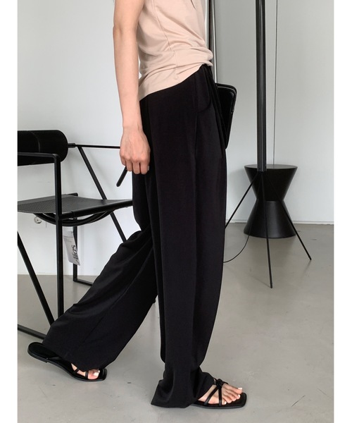 Didot.showroom（ディドット ショールーム）の「タックワイドリラックスパンツ（スウェットパンツ・レディース・アイボリー/ブラック/ベージュ・FREE）」の8枚目の写真