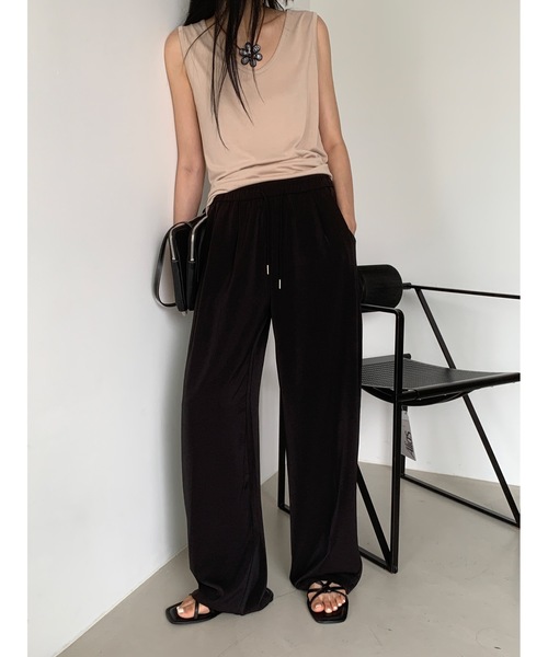 Didot.showroom（ディドット ショールーム）の「タックワイドリラックスパンツ（スウェットパンツ・レディース・アイボリー/ブラック/ベージュ・FREE）」の9枚目の写真