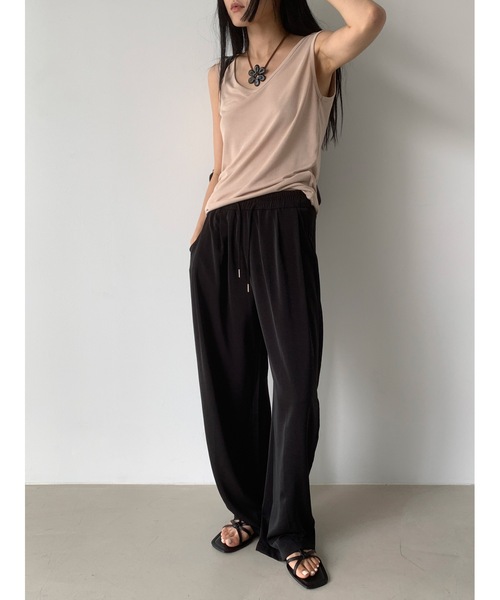 Didot.showroom（ディドット ショールーム）の「タックワイドリラックスパンツ（スウェットパンツ・レディース・アイボリー/ブラック/ベージュ・FREE）」の10枚目の写真