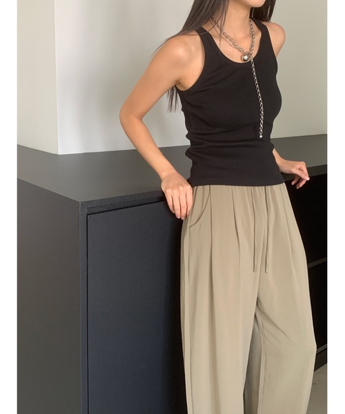 Didot.showroom（ディドット ショールーム）の「タックワイドリラックスパンツ（スウェットパンツ・レディース・アイボリー/ブラック/ベージュ・FREE）」の12枚目の写真