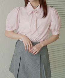 Ambre Neige | ribbon stripe short shirt / リボンストライプショートシャツ(シャツ/ブラウス)