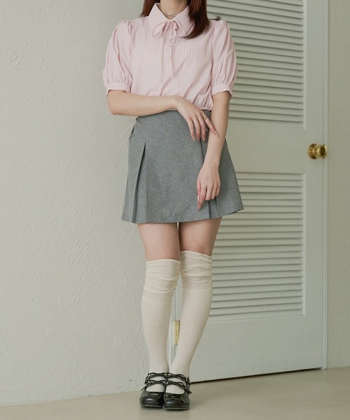 Ambre Neige(アンブルネージュ)の「ribbon stripe short shirt / リボンストライプショートシャツ(シャツ/ブラウス・レディース・ベビーピンク/ライトブルー・FREE)」の22枚目の写真