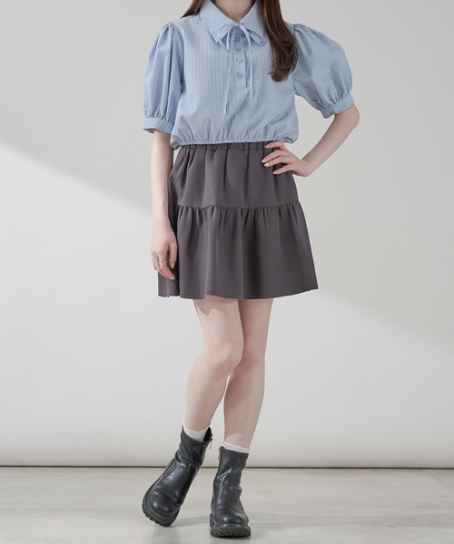 Ambre Neige(アンブルネージュ)の「ribbon stripe short shirt / リボンストライプショートシャツ(シャツ/ブラウス・レディース・ベビーピンク/ライトブルー・FREE)」の17枚目の写真