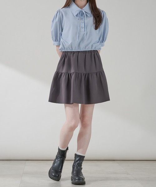Ambre Neige(アンブルネージュ)の「ribbon stripe short shirt / リボンストライプショートシャツ(シャツ/ブラウス・レディース・ベビーピンク/ライトブルー・FREE)」の18枚目の写真