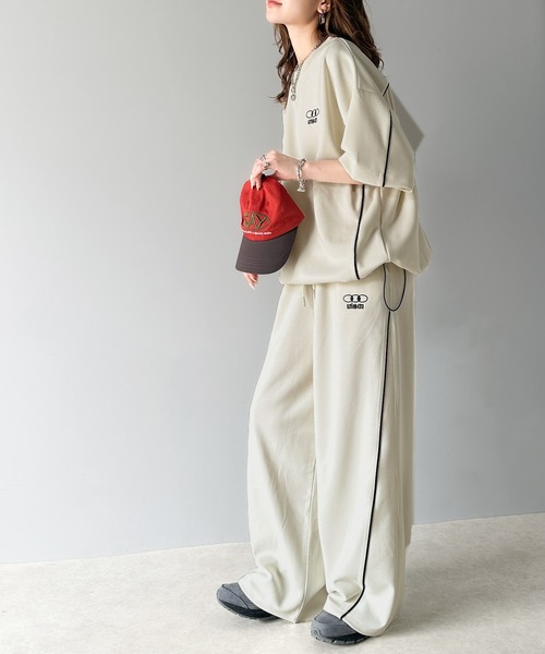 classicalelf（クラシカルエルフ）の「大人スポーティー。サイド切替ダンボールスウェットパンツ（セットアップ可能イージーパンツ）（スウェットパンツ・レディース・ホワイト系その他/ブラック・X-LARGE/SMALL/MEDIUM/LARGE）」の12枚目の写真