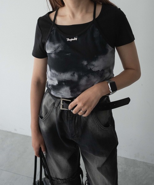 dispark（ディスパーク）の「DISPARK/ブローチ付きタイダイアンサンブルT（アンサンブル・レディース・ブラック/カーキ・FREE）」の6枚目の写真