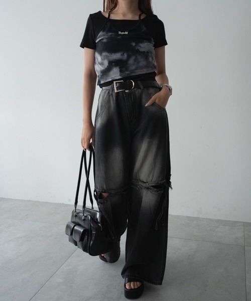 dispark（ディスパーク）の「DISPARK/ブローチ付きタイダイアンサンブルT（アンサンブル・レディース・ブラック/カーキ・FREE）」の7枚目の写真