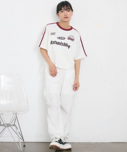 RETRO GIRL(レトロガール)の「ドロストスポーツTEE(Tシャツ/カットソー・レディース・ブラウン/オフホワイト/ブラック・FREE)」の5枚目の写真