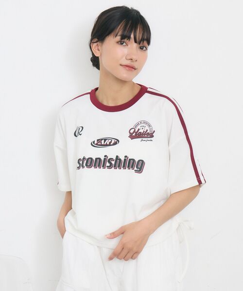 RETRO GIRL(レトロガール)の「ドロストスポーツTEE(Tシャツ/カットソー・レディース・ブラウン/オフホワイト/ブラック・FREE)」の9枚目の写真