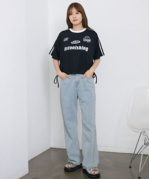RETRO GIRL(レトロガール)の「ドロストスポーツTEE(Tシャツ/カットソー・レディース・ブラウン/オフホワイト/ブラック・FREE)」の13枚目の写真