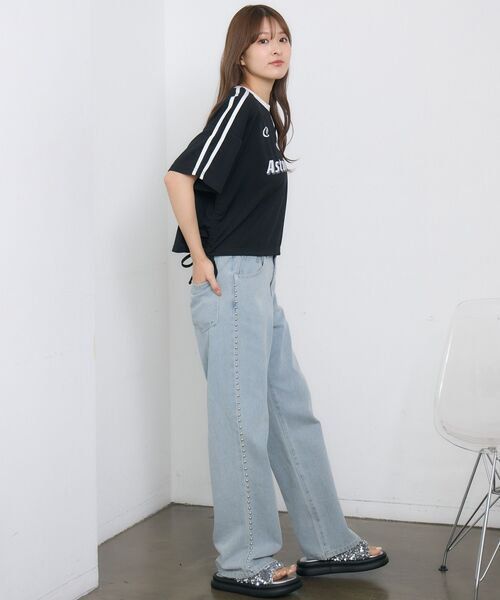 RETRO GIRL(レトロガール)の「ドロストスポーツTEE(Tシャツ/カットソー・レディース・ブラウン/オフホワイト/ブラック・FREE)」の14枚目の写真