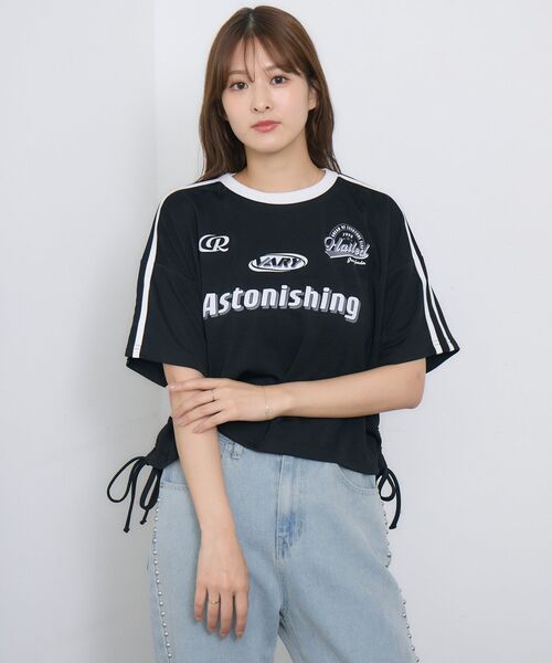RETRO GIRL(レトロガール)の「ドロストスポーツTEE(Tシャツ/カットソー・レディース・ブラウン/オフホワイト/ブラック・FREE)」の17枚目の写真