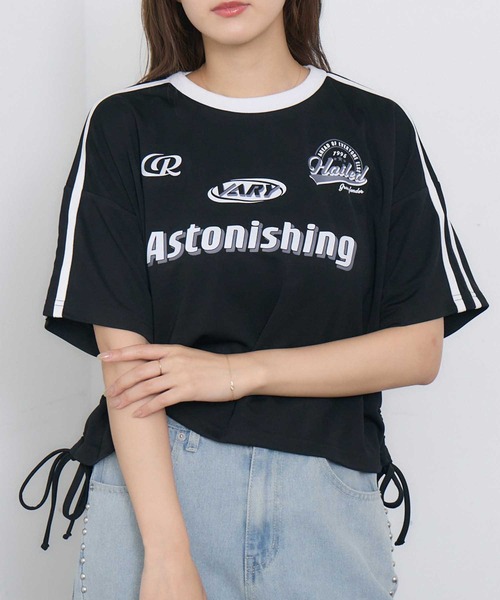 RETRO GIRL(レトロガール)の「ドロストスポーツTEE(Tシャツ/カットソー・レディース・ブラウン/オフホワイト/ブラック・FREE)」の3枚目の写真