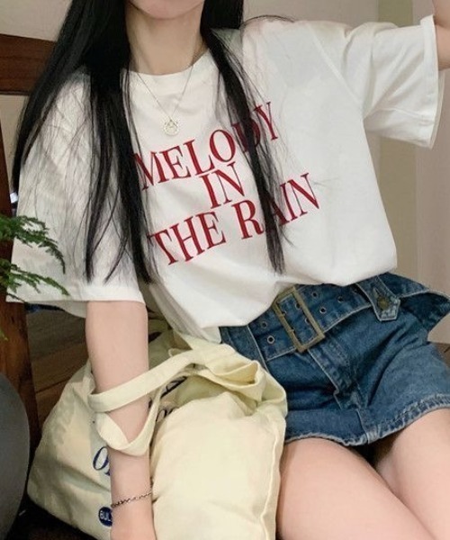 SHEENA（シーナ）の「綿100％、英字ロゴプリントＴシャツ（Tシャツ/カットソー・レディース・ホワイト×レッド/ホワイト×ブルー・M）」の6枚目の写真