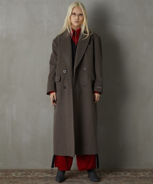 PRANK PROJECT(プランクプロジェクト)の「メランジウールロングダブルコート / Melange Wool Long Double Coat(チェスターコート・レディース・モカ/グレー・FREE)」の11枚目の写真