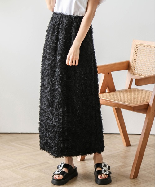 La-gemme(ラジェム)の「フラワーフリンジジャカードスカート(スカート・レディース・アイボリー/ブラック・M/L)」の20枚目の写真