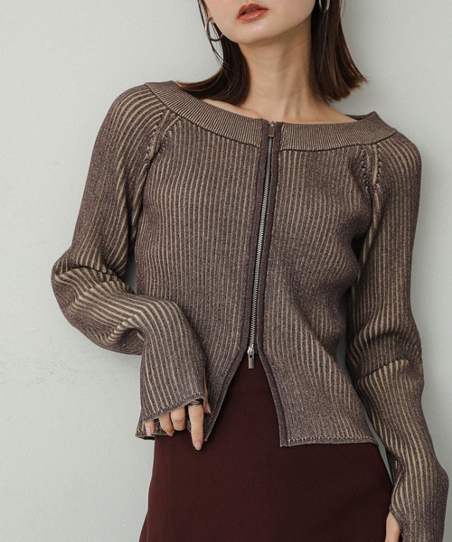 SENSE OF PLACE by URBAN RESEARCH（センスオブプレイスバイアーバンリサーチ）の「オフショルダージップセーター（ニット/セーター・レディース・ホワイト系その他/ブルー系その他/ブラウン系その他・ONE）」の2枚目の写真