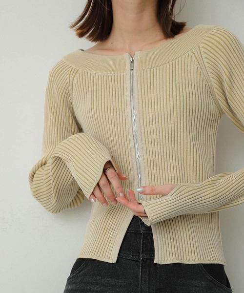 SENSE OF PLACE by URBAN RESEARCH（センスオブプレイスバイアーバンリサーチ）の「オフショルダージップセーター（ニット/セーター・レディース・ホワイト系その他/ブルー系その他/ブラウン系その他・ONE）」の9枚目の写真