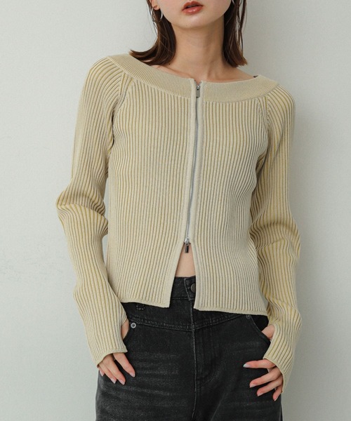 SENSE OF PLACE by URBAN RESEARCH（センスオブプレイスバイアーバンリサーチ）の「オフショルダージップセーター（ニット/セーター・レディース・ホワイト系その他/ブルー系その他/ブラウン系その他・ONE）」の8枚目の写真