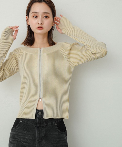 SENSE OF PLACE by URBAN RESEARCH（センスオブプレイスバイアーバンリサーチ）の「オフショルダージップセーター（ニット/セーター・レディース・ホワイト系その他/ブルー系その他/ブラウン系その他・ONE）」の7枚目の写真