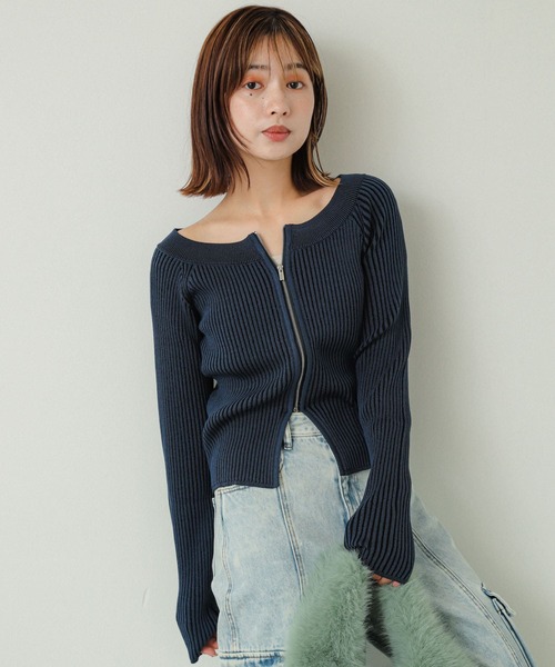 SENSE OF PLACE by URBAN RESEARCH（センスオブプレイスバイアーバンリサーチ）の「オフショルダージップセーター（ニット/セーター・レディース・ホワイト系その他/ブルー系その他/ブラウン系その他・ONE）」の20枚目の写真