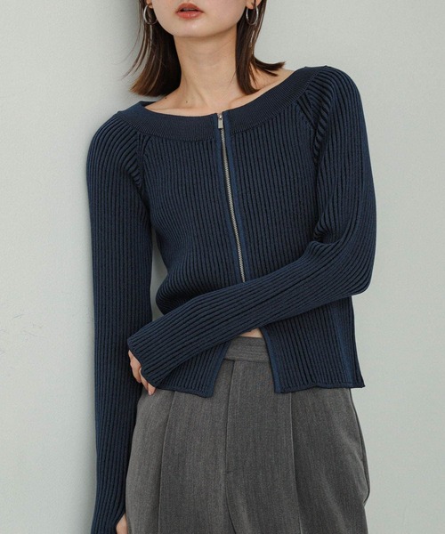 SENSE OF PLACE by URBAN RESEARCH（センスオブプレイスバイアーバンリサーチ）の「オフショルダージップセーター（ニット/セーター・レディース・ホワイト系その他/ブルー系その他/ブラウン系その他・ONE）」の18枚目の写真