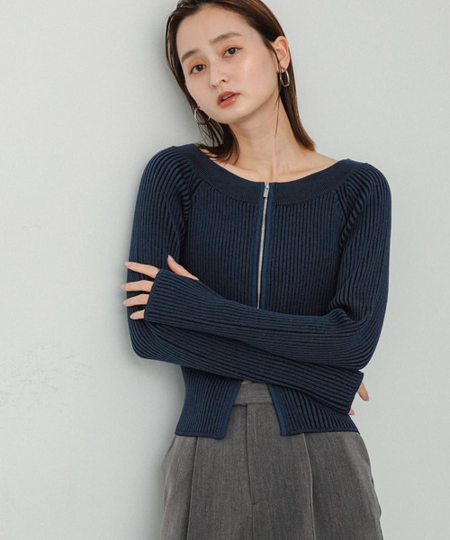 SENSE OF PLACE by URBAN RESEARCH（センスオブプレイスバイアーバンリサーチ）の「オフショルダージップセーター（ニット/セーター・レディース・ホワイト系その他/ブルー系その他/ブラウン系その他・ONE）」の17枚目の写真