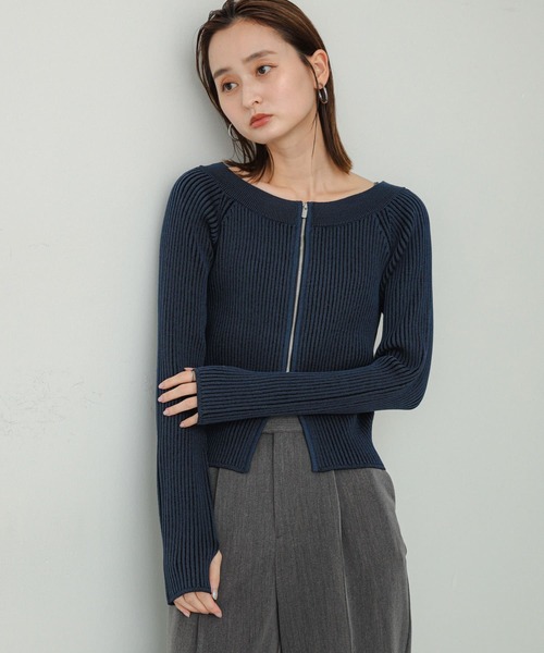SENSE OF PLACE by URBAN RESEARCH（センスオブプレイスバイアーバンリサーチ）の「オフショルダージップセーター（ニット/セーター・レディース・ホワイト系その他/ブルー系その他/ブラウン系その他・ONE）」の16枚目の写真