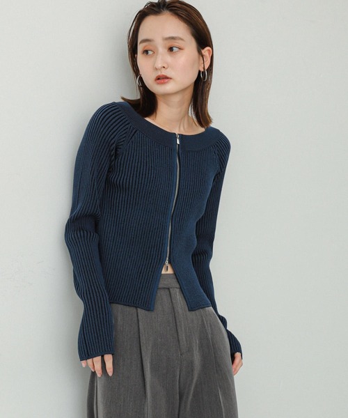 オフショルダー ニットセーター ネイビー オフショルダーニットセーター - マリンブルー | ZARA Japan / 日本