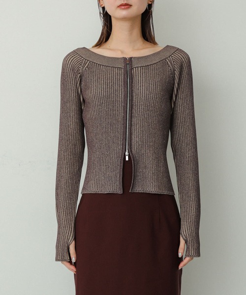 SENSE OF PLACE by URBAN RESEARCH（センスオブプレイスバイアーバンリサーチ）の「オフショルダージップセーター（ニット/セーター・レディース・ホワイト系その他/ブルー系その他/ブラウン系その他・ONE）」の4枚目の写真