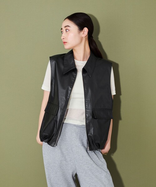 CITEN（シテン）の「＜CITEN＞レザーライク ベスト（ベスト・レディース・ブラック・FREE）」の2枚目の写真