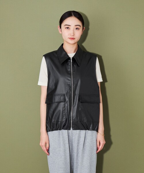 CITEN（シテン）の「＜CITEN＞レザーライク ベスト（ベスト・レディース・ブラック・FREE）」の5枚目の写真