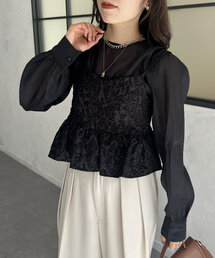 Thevon | ジャガードビスチェ×シアーブラウス(シャツ/ブラウス)