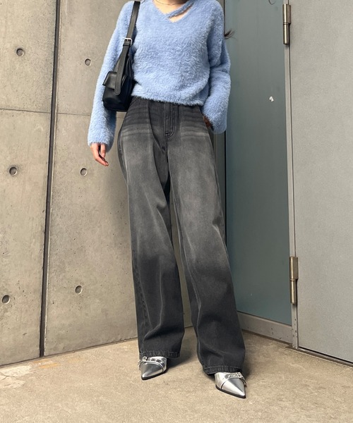 nui nullu（ヌイヌル）の「【nui nullu】ハイウエストヴィンテージワイドデニム（デニムパンツ・レディース・ブラック系/ブルー系/サックスブルー系/ブルー系2・L/M/S）」の11枚目の写真