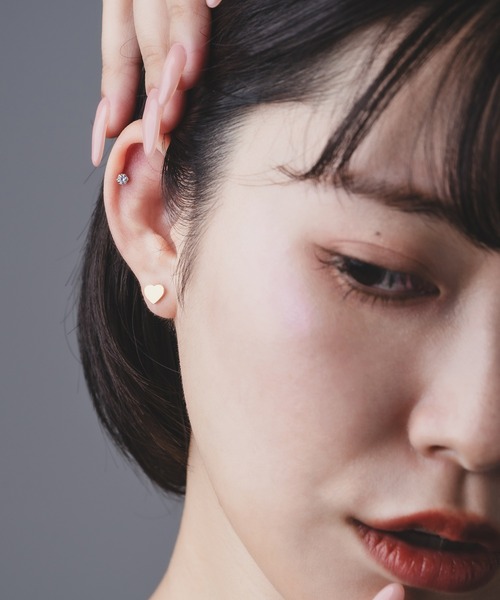 Os accessory(オズアクセサリー)の「【金属アレルギー対応】Os -オズ- ジルコニア ハート ピアスセット サージカルステンレス(ピアス(両耳用)・レディース・シルバー/ゴールド・FREE)」の2枚目の写真