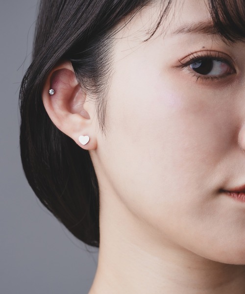 Os accessory(オズアクセサリー)の「【金属アレルギー対応】Os -オズ- ジルコニア ハート ピアスセット サージカルステンレス(ピアス(両耳用)・レディース・シルバー/ゴールド・FREE)」の5枚目の写真