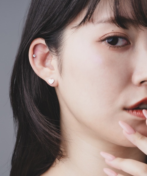 Os accessory(オズアクセサリー)の「【金属アレルギー対応】Os -オズ- ジルコニア ハート ピアスセット サージカルステンレス(ピアス(両耳用)・レディース・シルバー/ゴールド・FREE)」の3枚目の写真