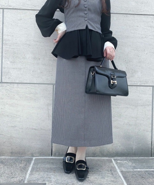 an another angelus（アンアナザーアンジェラス）の「【セットアップ対応/2サイズ展開】ミニチェックハイウエストタイトスカート/ananotherangelus（スカート・レディース・ブラウン/ブラック×グレー・2/1）」の11枚目の写真