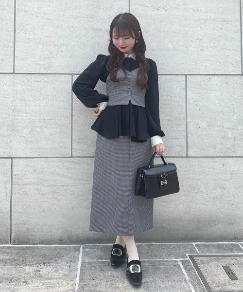 an another angelus（アンアナザーアンジェラス）の「【セットアップ対応/2サイズ展開】ミニチェックハイウエストタイトスカート/ananotherangelus（スカート・レディース・ブラウン/ブラック×グレー・2/1）」の12枚目の写真