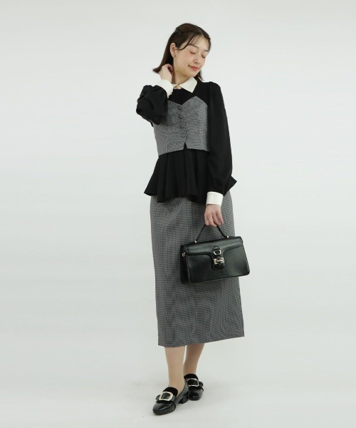 an another angelus（アンアナザーアンジェラス）の「【セットアップ対応/2サイズ展開】ミニチェックハイウエストタイトスカート/ananotherangelus（スカート・レディース・ブラウン/ブラック×グレー・2/1）」の14枚目の写真