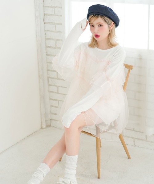 ピンクハウス　生成り　チュニック　リボン　フリル ピンクハウス 生成り チュニック リボン フリル ピンクハウス