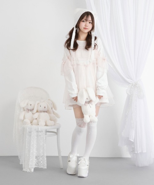 チュールフリルリボンチュニックロンT（Tシャツ/カットソー